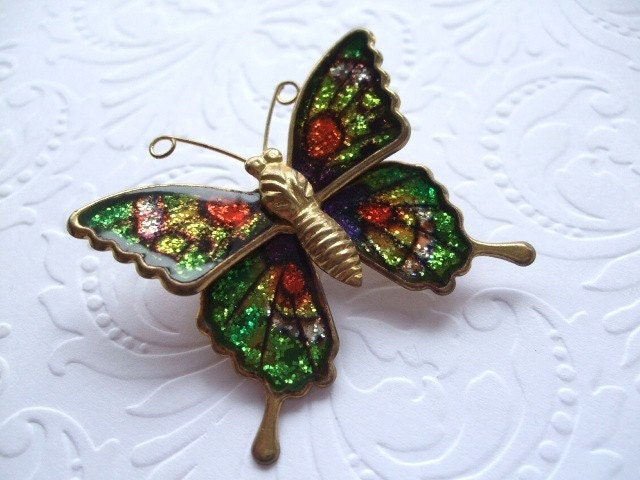 Vintage Sparkling Butterfly Brooch