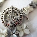 Necklace, Bracelet and Brooch, Lisner Gray and White Lucite Flowers Parure