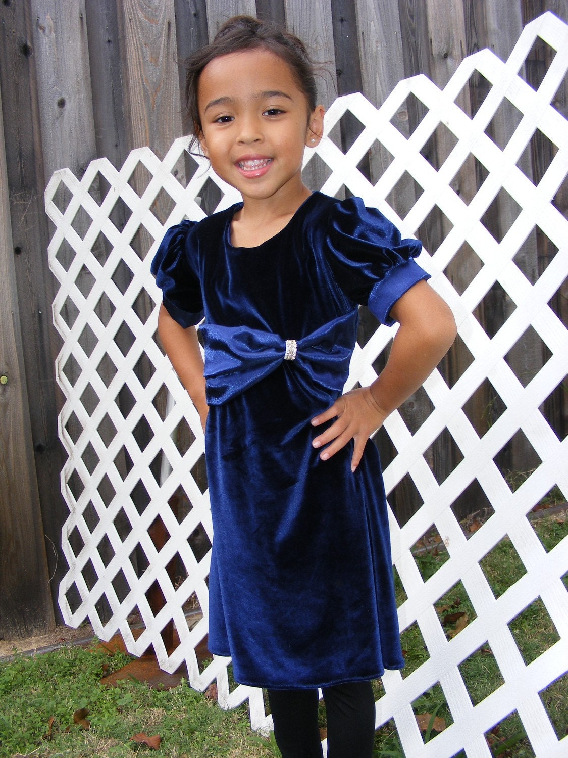 Rich Blue Velvet  Dress for Little Girl.