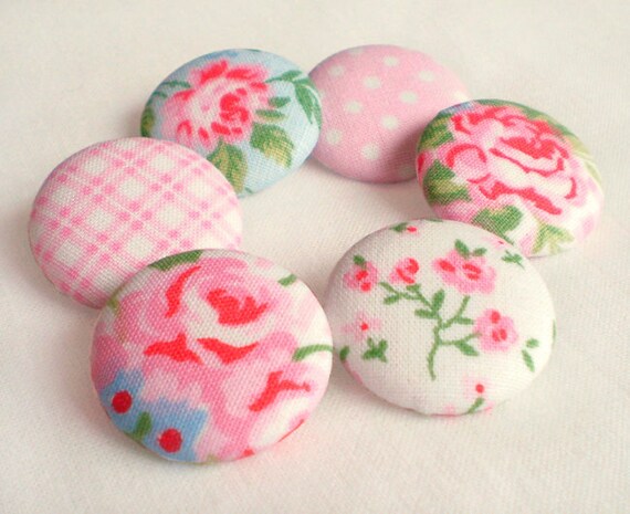 fabric buttons shabby chic 6 medium pink blue by patchworkmill fabric buttons shabby chic 6 medium pink blue by patchworkmill