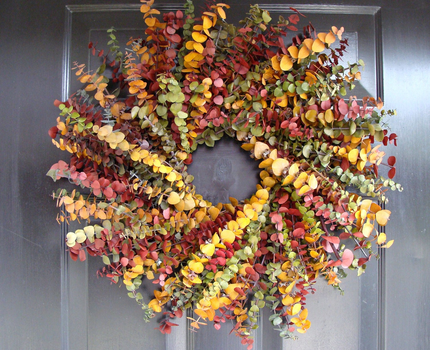 Fall Colors- Thanksgiving Wreath- Fall Wreath- Preserved Eucalyptus Wreath- Fall Wreath and Wall Decor