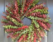 Eucalyptus Wreath-Custom Preserved 20 Inch Wreath- Spring Wreath- Preserved Dried Floral Wreath- Choose your Color Combination