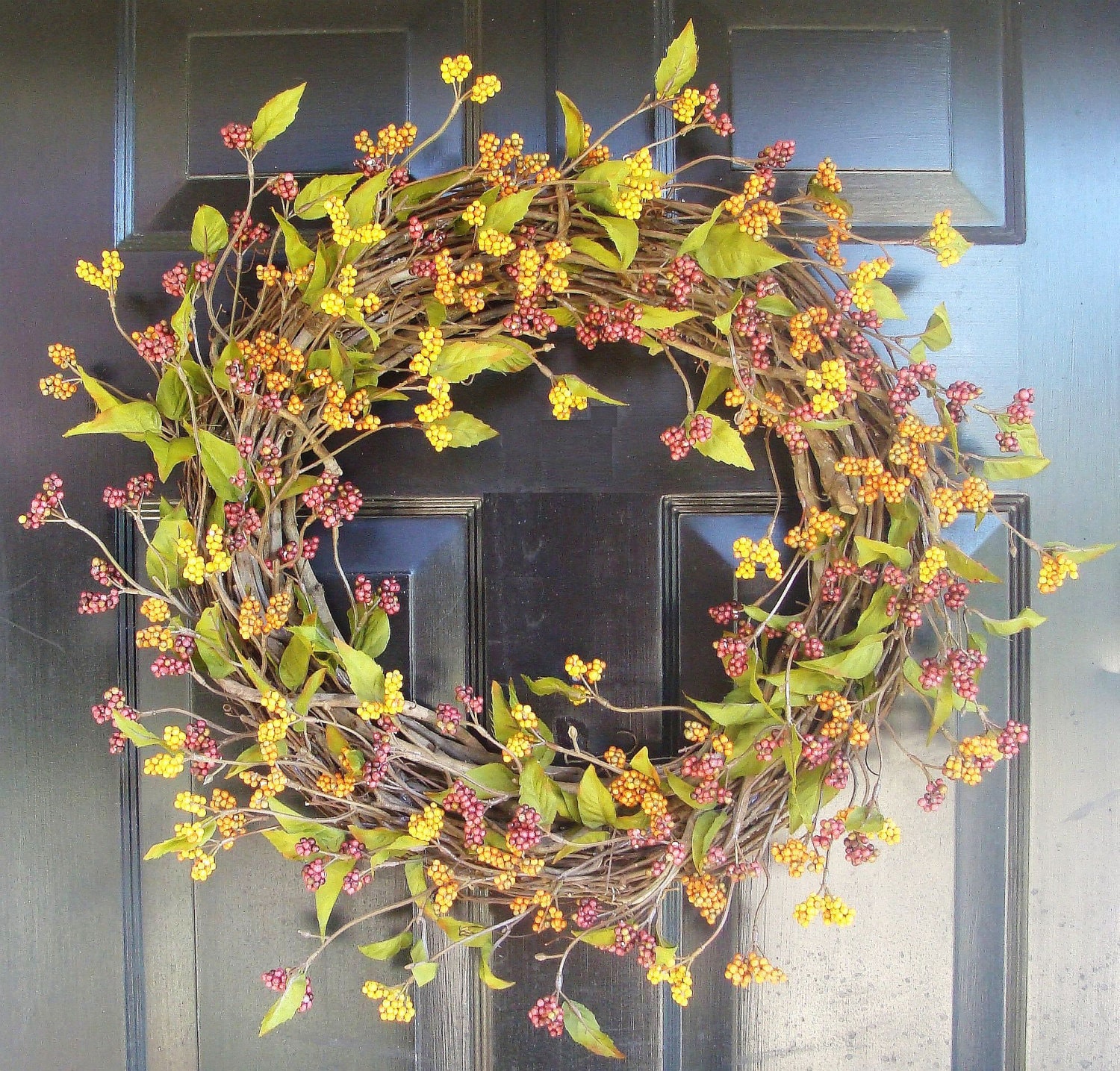 Thin Fall Berry Wreath- Berry Fall Wreath- Harvest Fall Wreath Decor- Autumn Wreath- Fall Decor