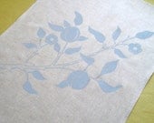 Tea Towel - Linen - Hand printed - Blue Flowering Branch