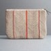 Clutch - Hand-printed linen - Chocolate/Orange Herringbone