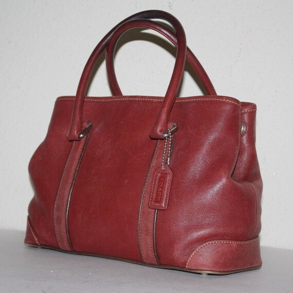 Leather COACH Purse Hand Bag Burgundy N0 C3S - 7586