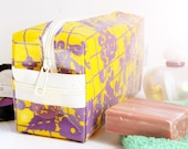 Make Up Bag Toiletry Case Cosmetic Kit Yellow Oilcloth Medium