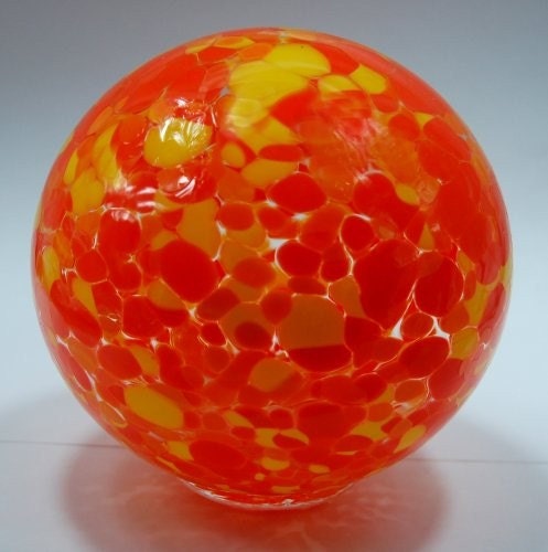 Hand blown glass float (small) - orange and yellow