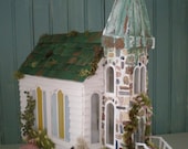 Romantic Country Wedding Church Quarter Scale Dollhouse with Battery Light