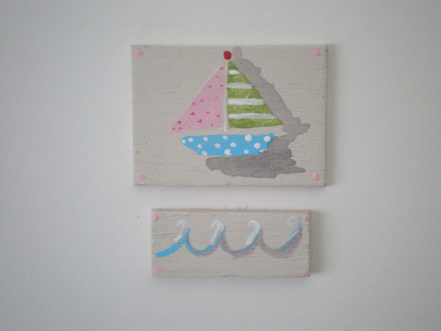 Sailing Away Sail Boat and Waves Painting Dollhouse 1 Inch Scale Handpainted