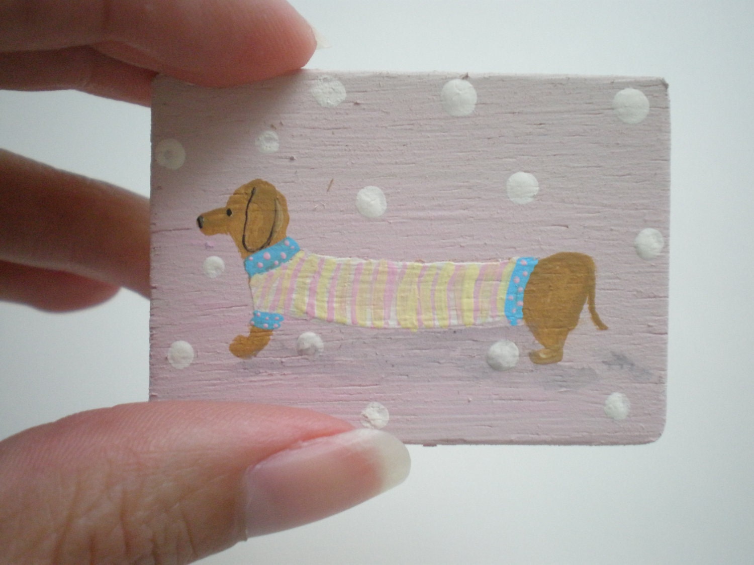 Dachshund Weiner Dog Painting  Dollhouse 1 Inch Scale Handpainted
