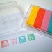 Ink Pad from Japan, five colors, yellow, orange, pink, light blue, green, card decoration, paper decoration, kid, stamp, rubber, cute
