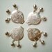 Silver Aluminium Embossed Balloon / Fan Embellishments with small bells, set of FOUR, bell, button, beads, metal, small, shiny, cute