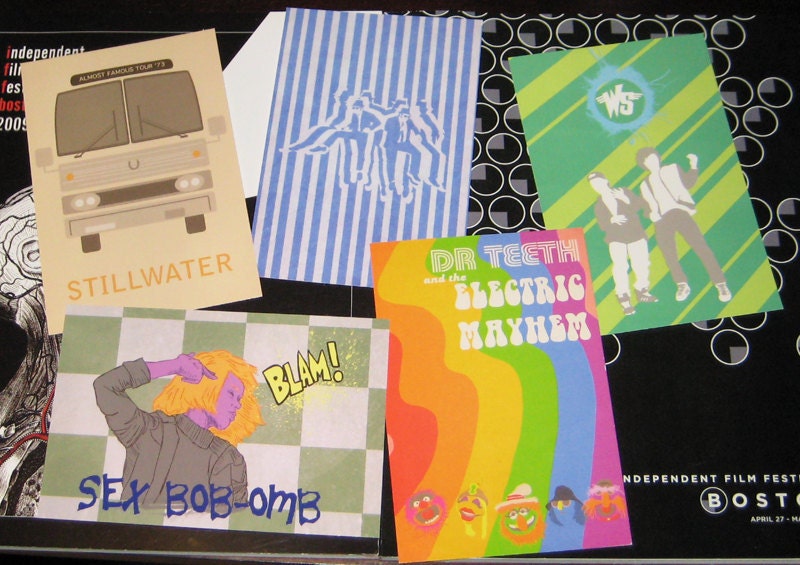 Movie Band Gig Poster 5-Postcard Pack