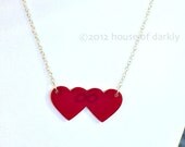 Time Lord Love acrylic double heart necklace Doctor Who inspired