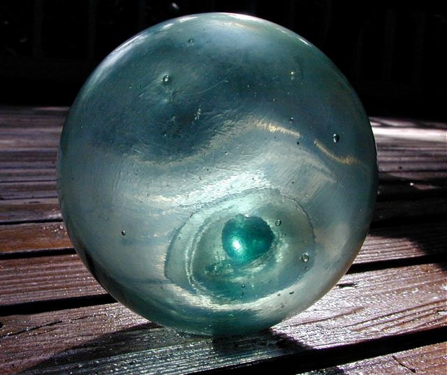 Glass Fishing Float Vintage - Jade Sea - Antique, Home Decor, Glass, Nautical, Ocean, Sea, Beach, Recycled, Japanese, Beach, Cottage Decor