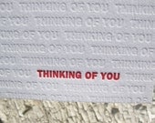 Letterpress Thinking of You / Greeting Card - Modern Design w/ Blind Impression