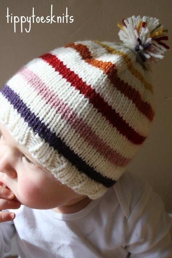 The Sophia - Custom knit striped hat, newborn to 4T, choose size and colours
