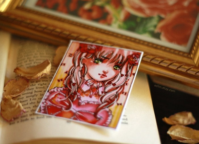 ACEO. Strawberry Lolita. Cute Kawaii Anime Manga
