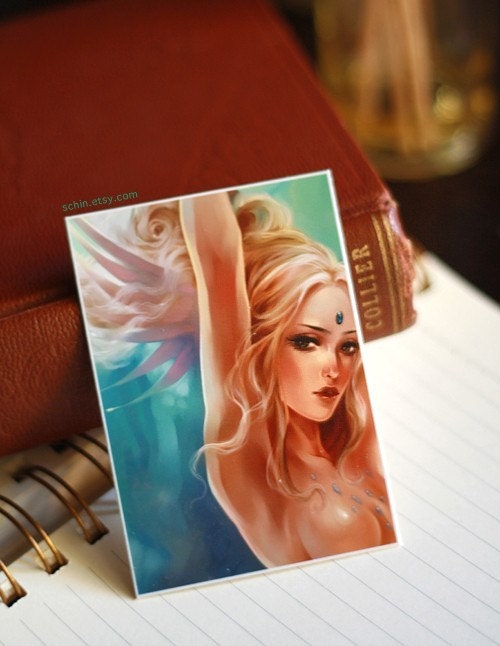 ACEO. Summoning. fantasy art fairy goddess angel