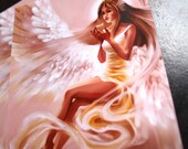 Light Within. angel hope wings heart peach christian art print