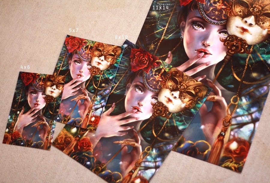 Brief Glimpse. Masquerade art print steampunk venetian fairy mask