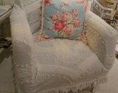 custom shabby chic chair s vintage chenille bedspread slipcover wingback club