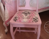 shabby chic pink vanity chair distressed antique roses hot pink black cottage prairie