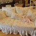custom shabby sofa chic chenille bedspread slipcover white pink roses couch cottage prairie