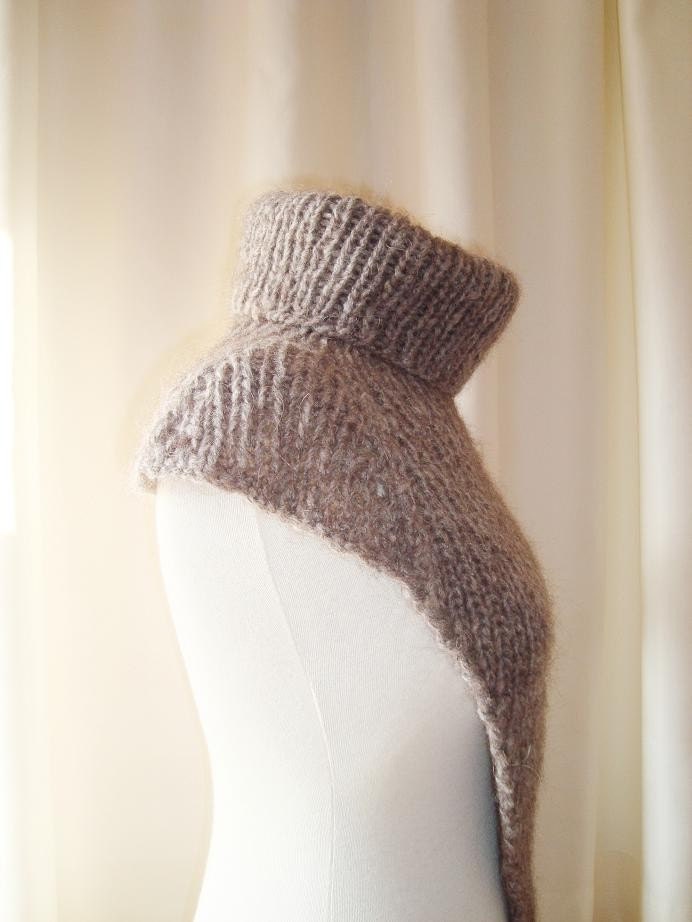 Half Triangle Sweater in Taupe - Cowl - Capelet
