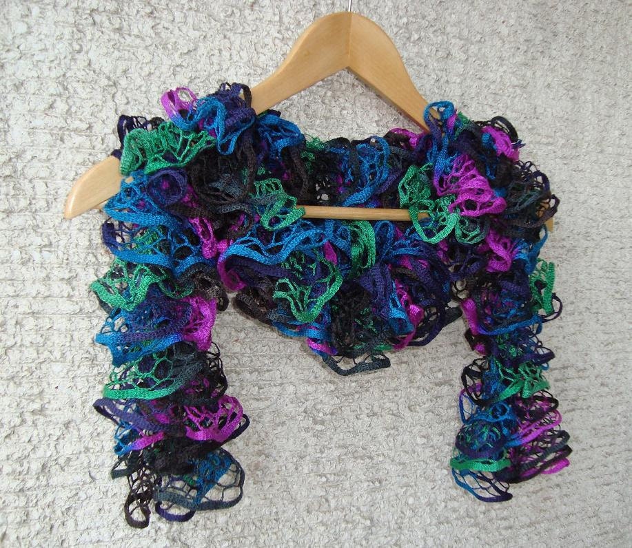 Charming Scarf with Green Turquoise Blue Candy Pink Black/ Any Season