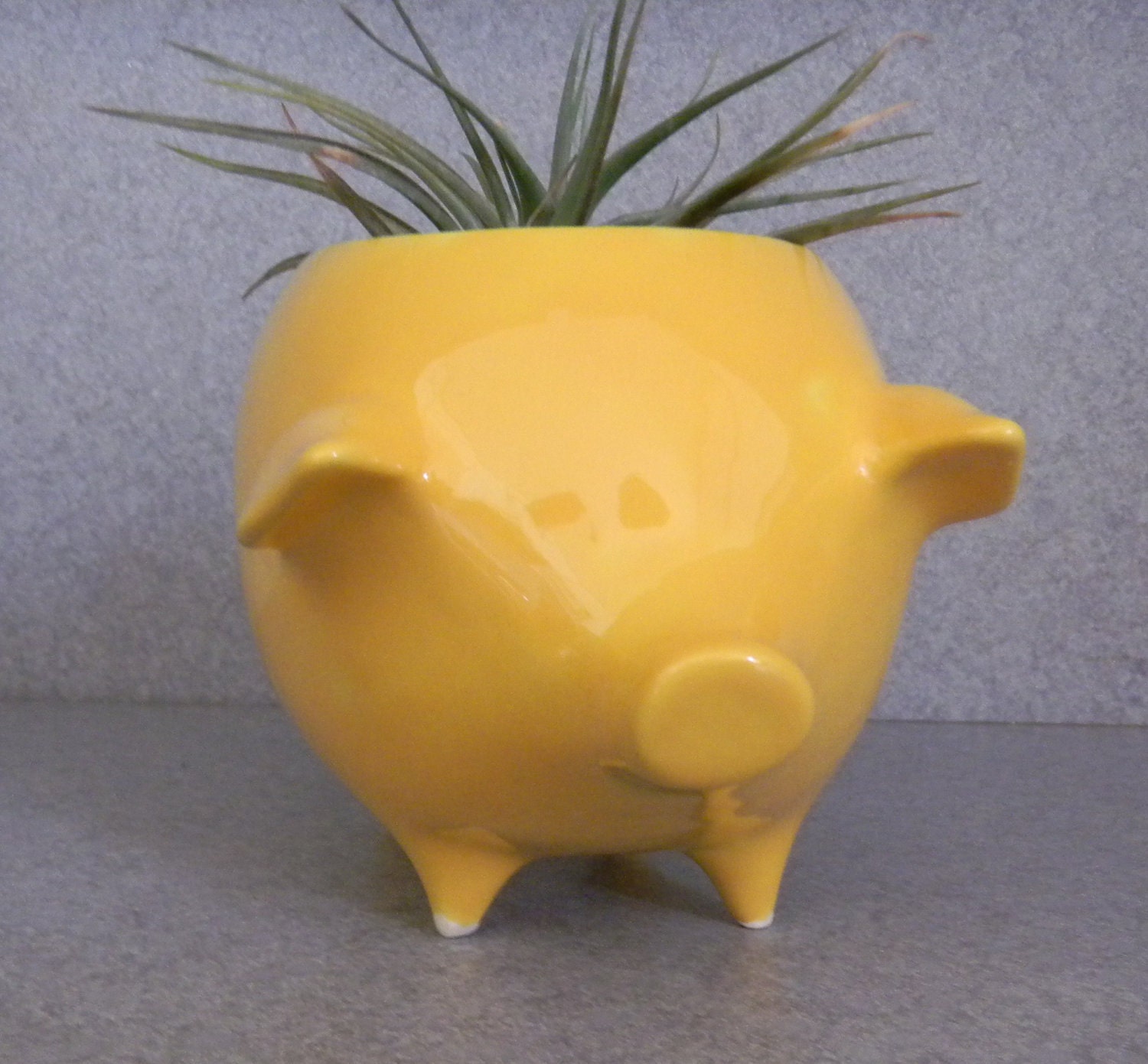 Vintage ceramic pig planter Yellow   ready to ship