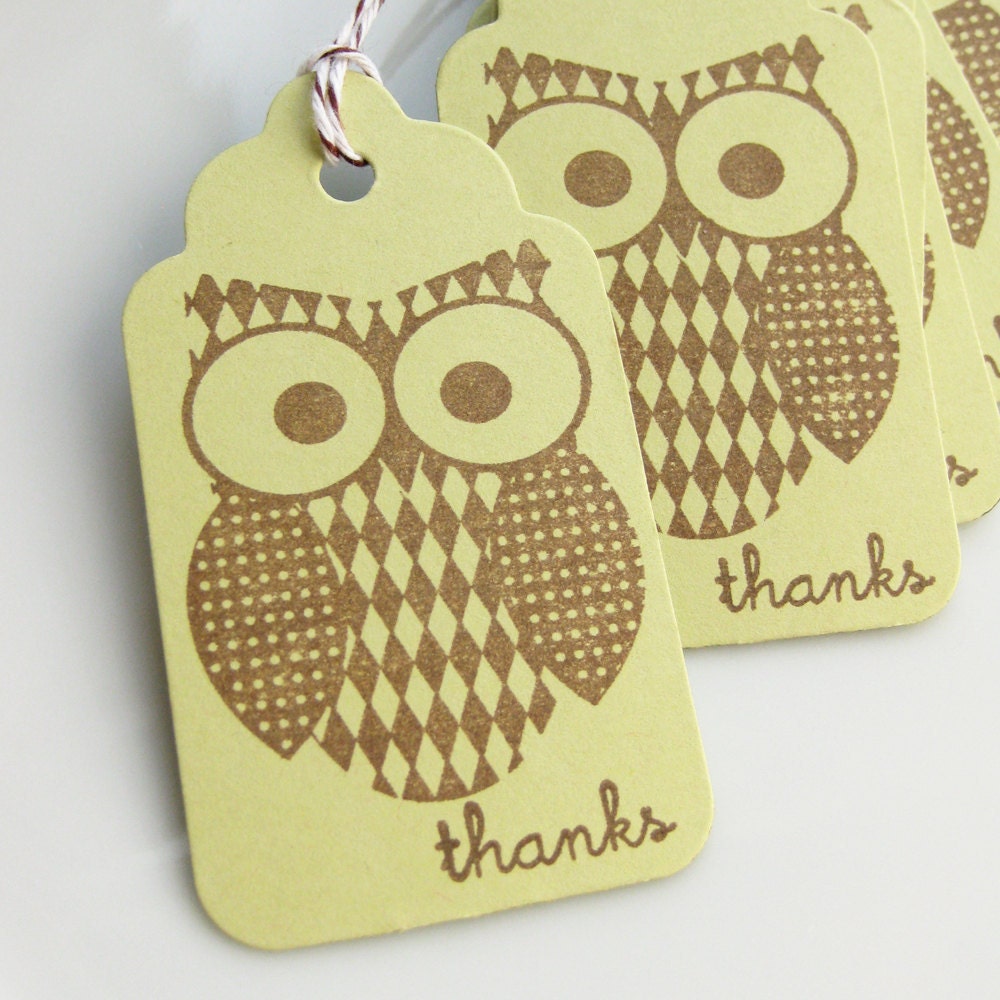 Owl Thanks Tags - Set of 8 - Custom Colors Available - Owl Birthday Party Tags Owl Thank You Favor Tags Il_170x135