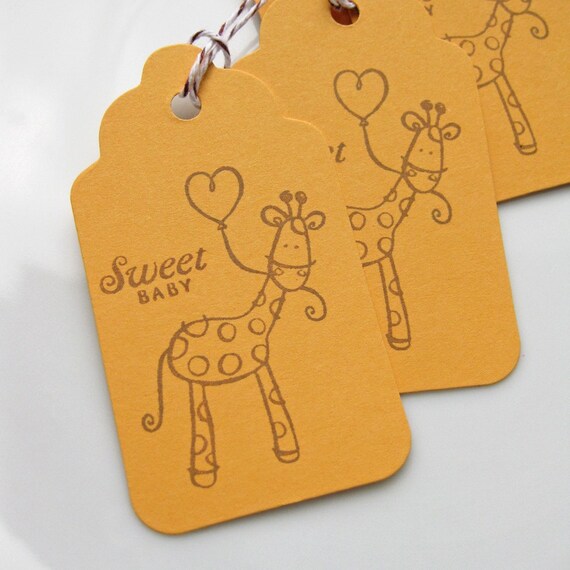 Giraffe Baby Shower Tags Sweet Baby - Set of 8 - Custom Colors Available -Baby Shower Favor Tags Giraffe Baby Shower Il_570xn