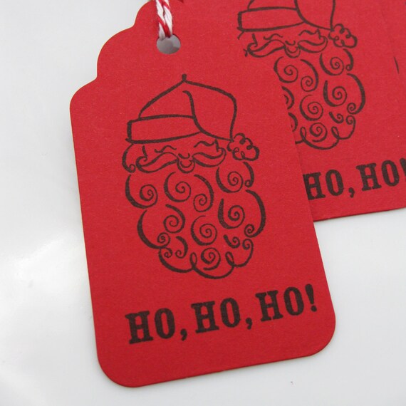 Santa Gift Tags Ho Ho Ho - Set of 8 - Custom Colors Available - Christmas Gift Tags Holiday Party Tags Gift Wrap Il_570xn