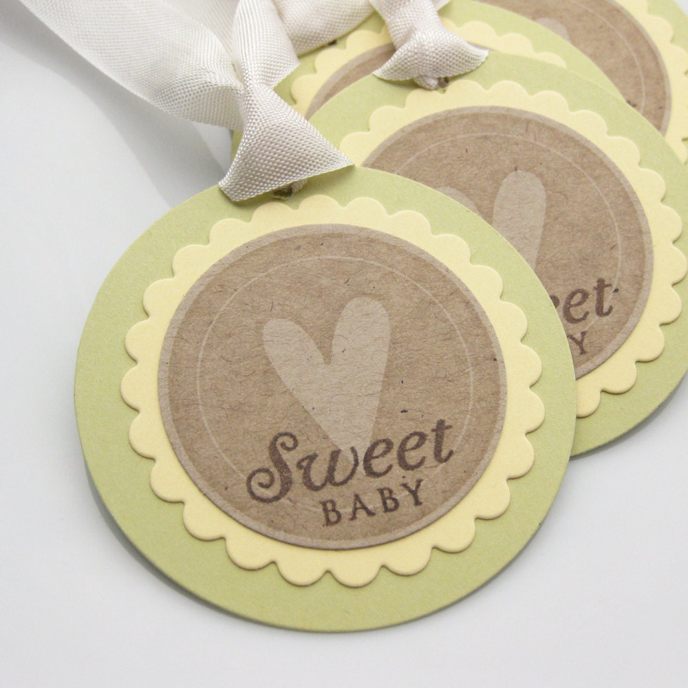 Baby Shower Tags Heart Sweet Baby - Set of 6 Large Tags - Custom Colors Available - Baby Shower Decor Baby Shower Favor Tags Il_570xn
