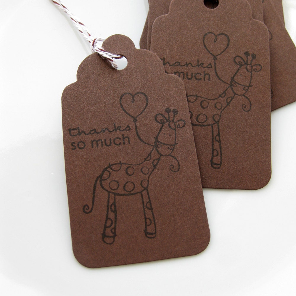 Giraffe Favor Tags Thanks So Much - Set of 8 - Custom Colors Available - Baby Shower Thank You Tags Il_570xn
