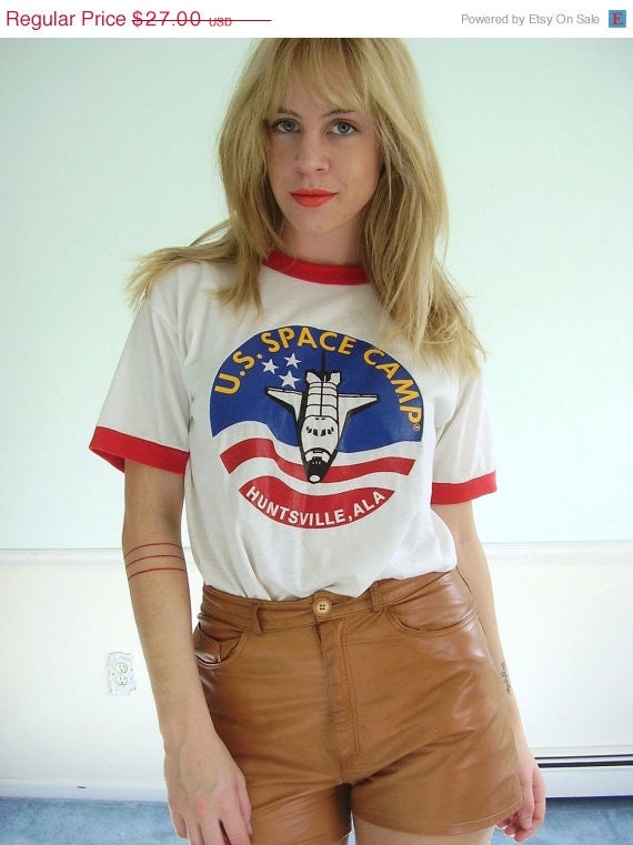 20% off Cyber Monday Space Camp Vintage 80s SS Grapic Ringer Tee S/M