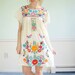 Mexican Embroidered Vintage 70s SS White Cotton Mini Boho Dress S M