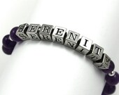 SERENITY 12 STEP Recovery Stretch Bracelet with 8mm Amethyst Beads