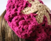 Pink and Tan Freeform Textured Star Beret