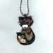 Steampunk Black Kitty Cat Necklace Polymer Clay Jewelry