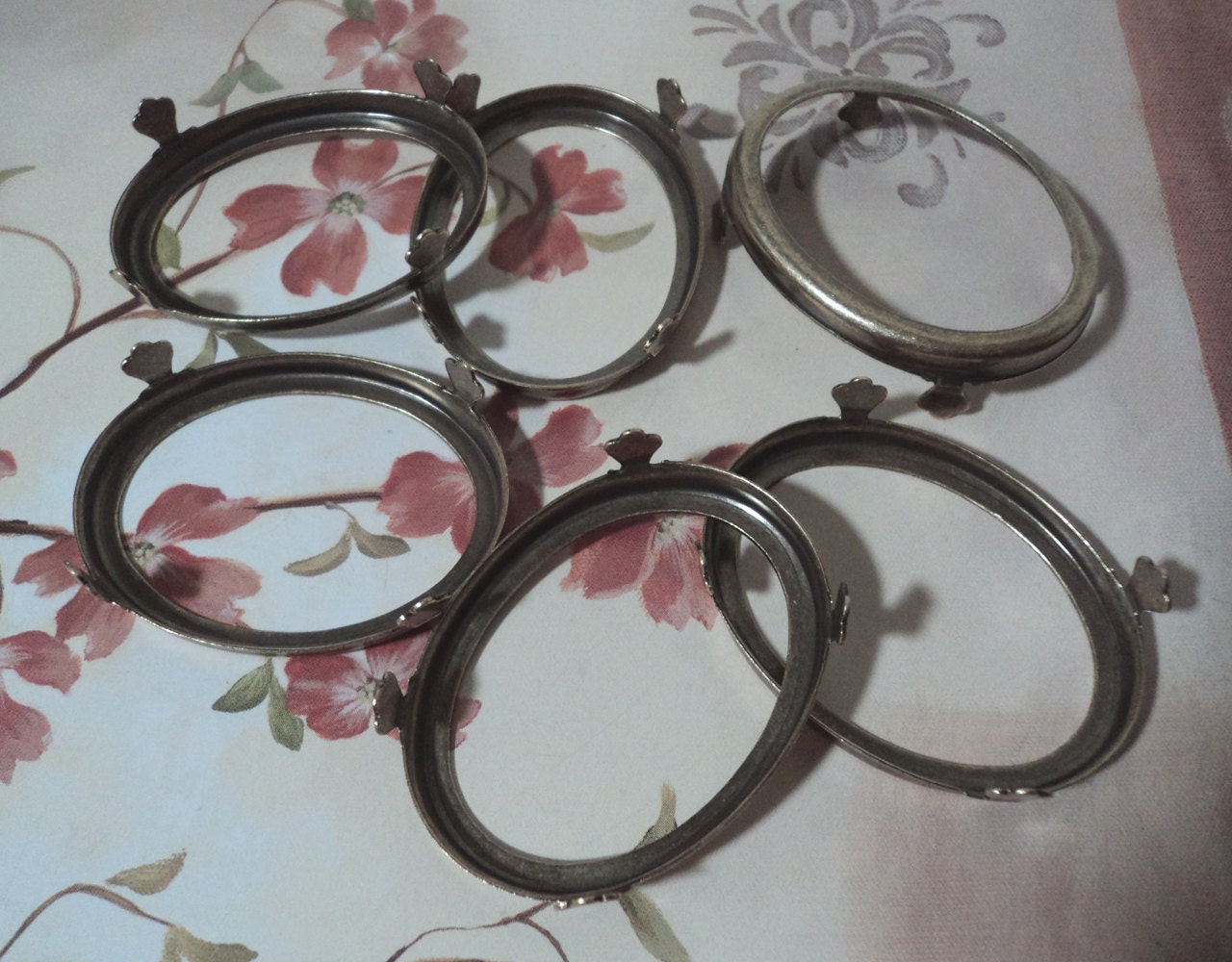 40x30 Brass ox cameo cab open back prong settings 6 pieces