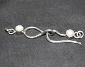 Sterling Silver  Pearl Clasp -  Supplies clasp - Toggle Clasp- Supplies Cabochon - White pearl