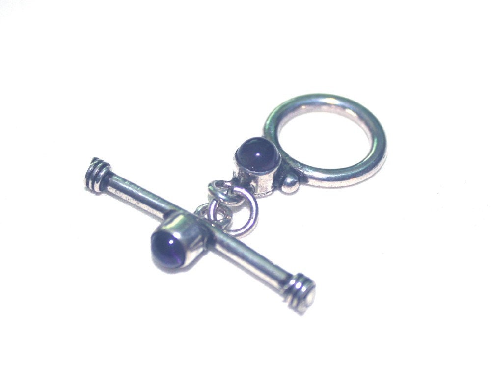 Reserved for Anne of Maudelilacs - Sterling Silver and Amethyst Toggle Clasp - Supplies Bead - Purple