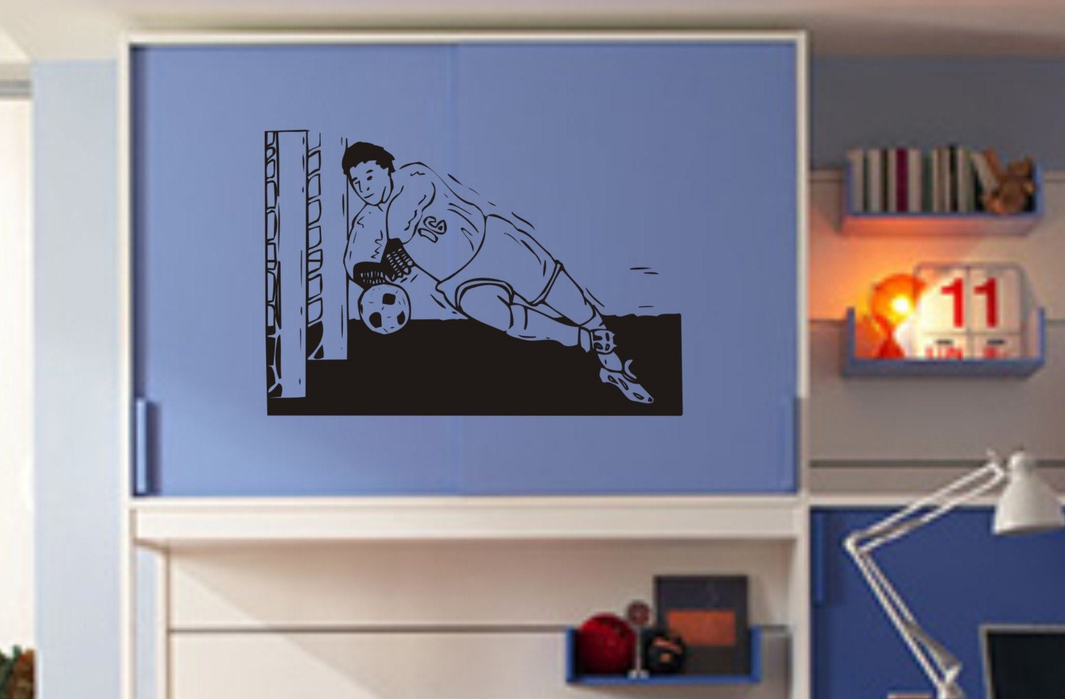 Soccer Goalie Decal Wall Sticker Player Sport Sports Ball Goal Kid Boy Girl Nursery Teen
