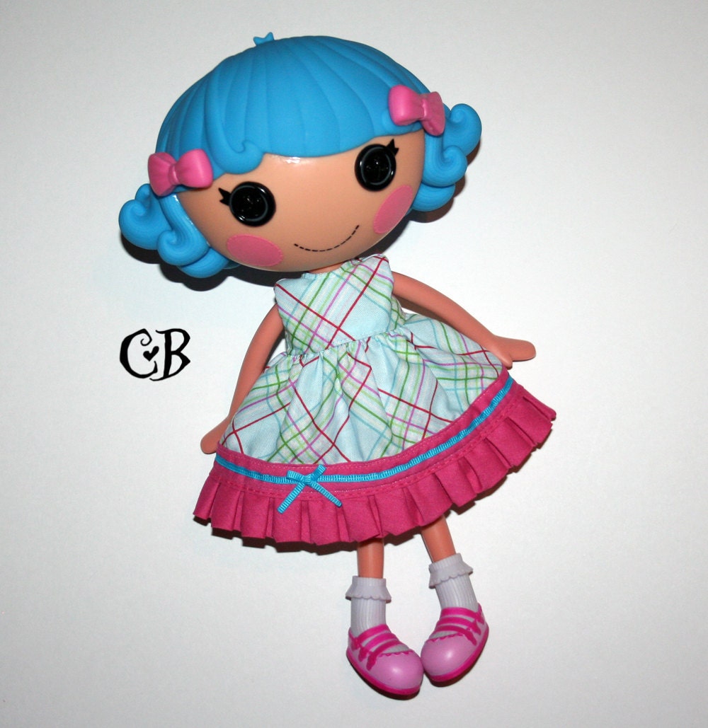 Blue Plaid Ruffle Dress for Lalaloopsy Dolls // Ready to Ship