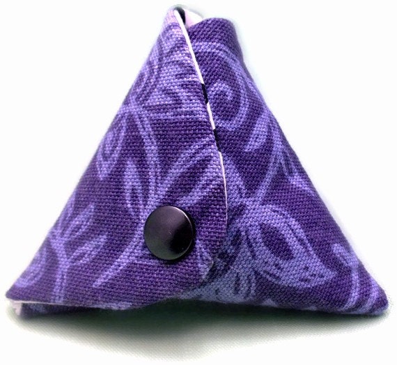 Triangle Coin Pouch - Purple and black polka-dots