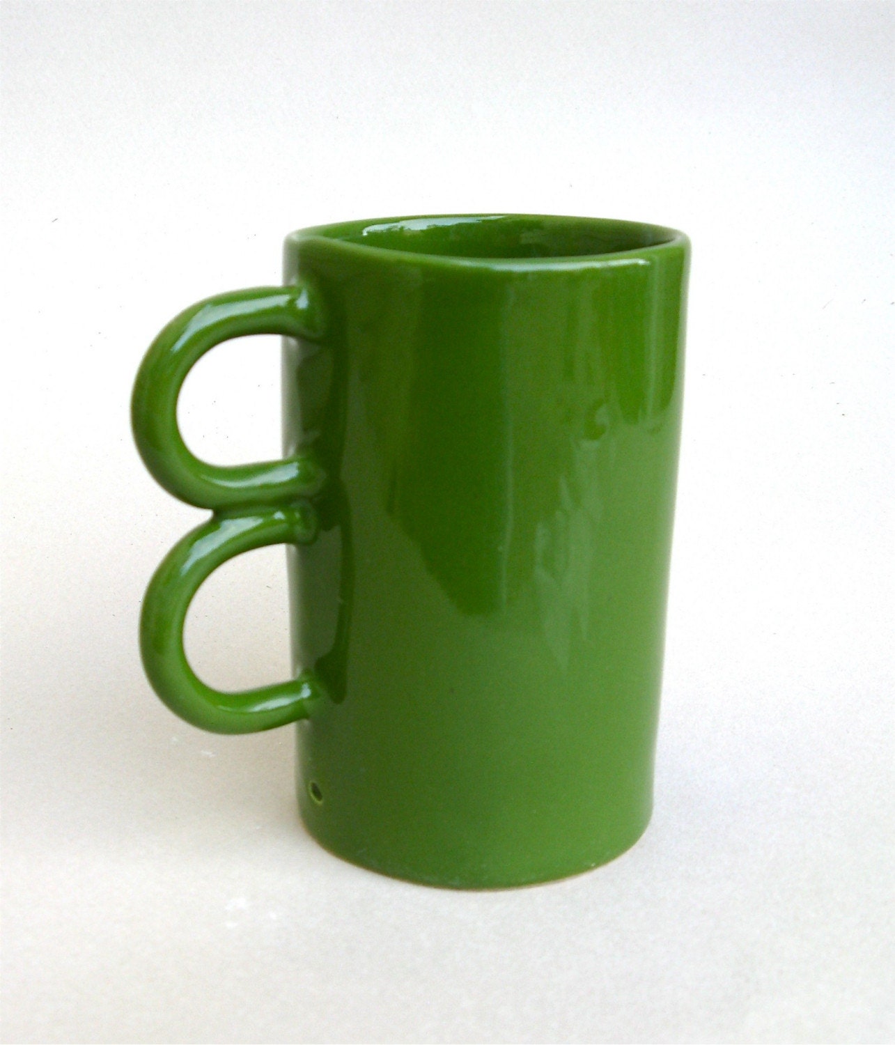 fiesta inspired hand built green  porcelain cup