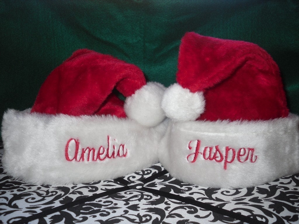 two personalized santa hats adult toddler or by doodlegirls two personalized santa hats adult toddler or by doodlegirls